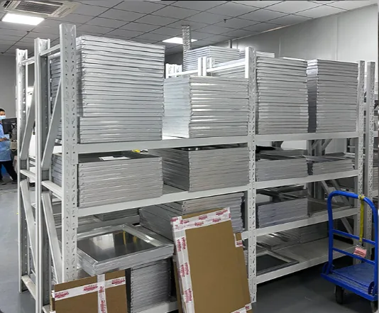 Finished stencils stacked on the storage racks
