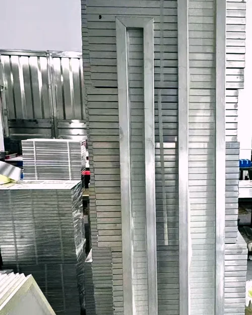 Aluminium stencil frames stacked in the HanKe workshop
